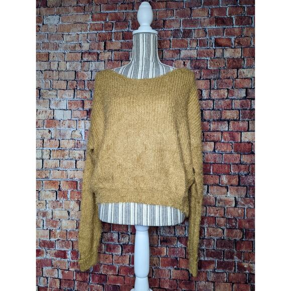 Dee Elly Twist Front Cropped Sweater Womens C Caramel Brown Long Sleeve - Picture 5 of 6